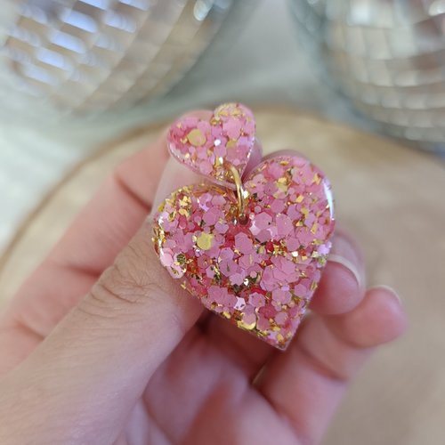 Boucles d'oreilles _ rosa _ double coeur