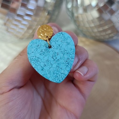 Boucles d'oreilles _ turquoise _ coeur