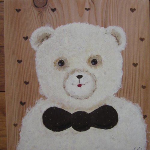 Teddy Bear Ourson Blanc Tableau Pour Chambre D Enfant Nounours Blanc Cadeau De Naissance Ou De Bapteme Decoration Chambre D Enfant Un Grand Marche