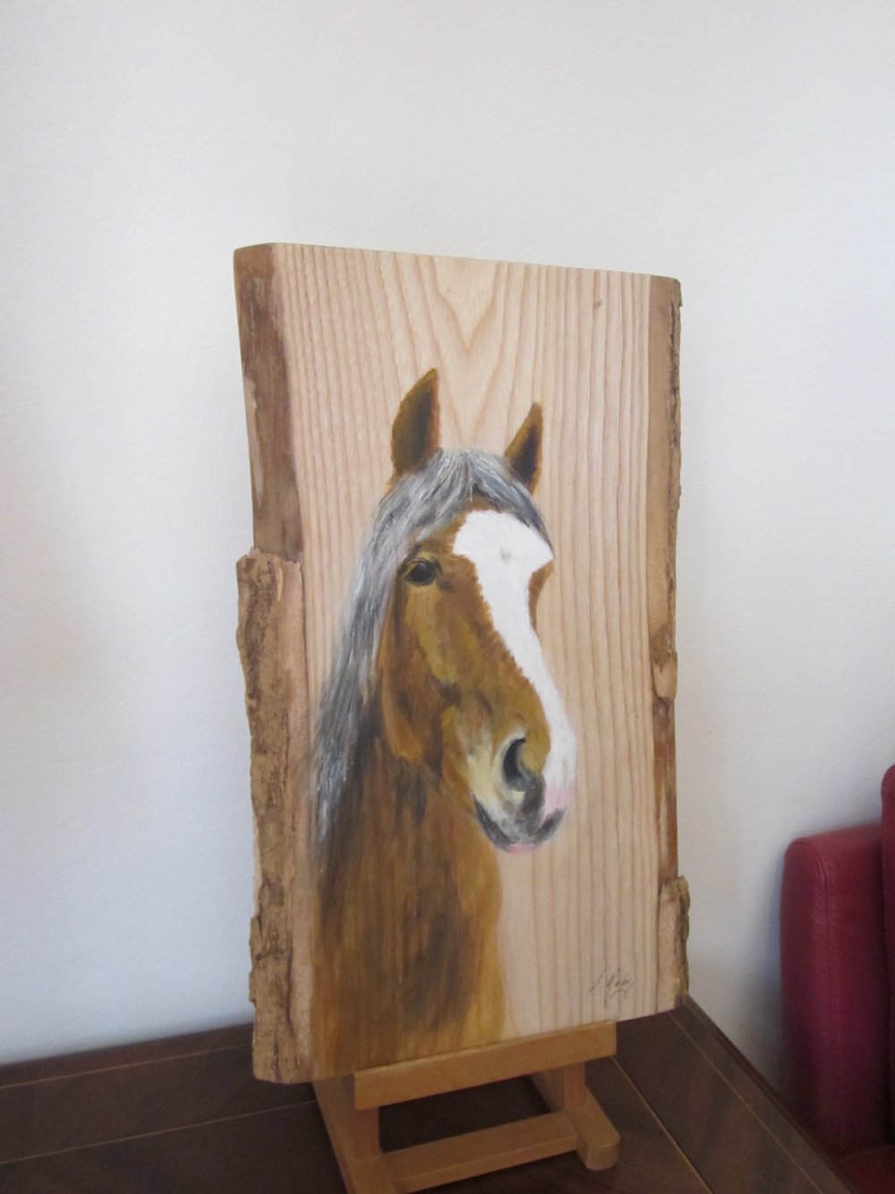 Cheval Tableau Peinture Animaliere Sur Bois Avec Ecorce Peinture Acrylique Sur Bois Fait Main Modele Unique Un Grand Marche