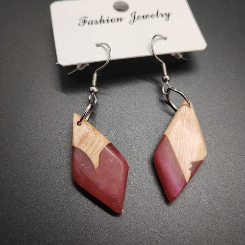Boucle d'oreilles bois/résine
