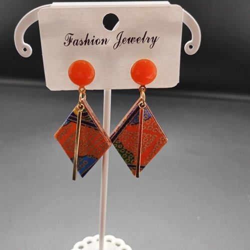 Boucles d'oreilles bois papier