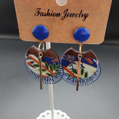 Boucles d'oreilles bois/papier