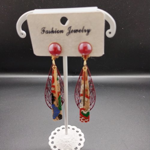 Clips d'oreilles bois/papier
