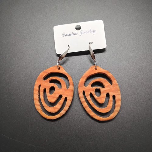 Boucles d'oreilles pendantes en bois