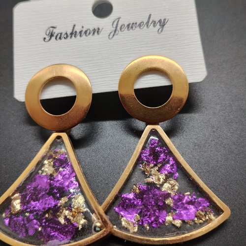 Boucles d'oreilles en acier inoxydable et resine