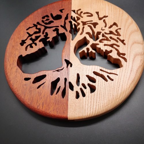 Dessous de plats arbre de vie frêne/sipo rond