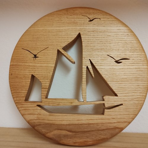 Dessous de plats en frêne-olivier voilier/bateau