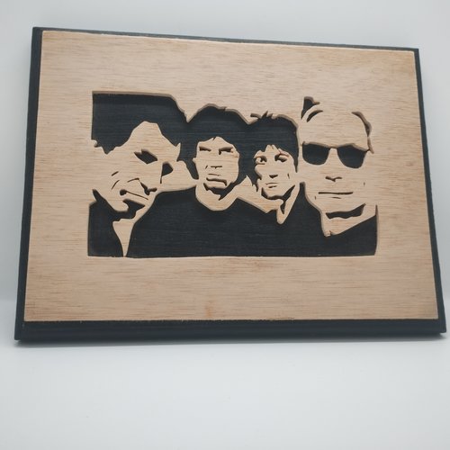 Tableau rolling stones en bois chantourné
