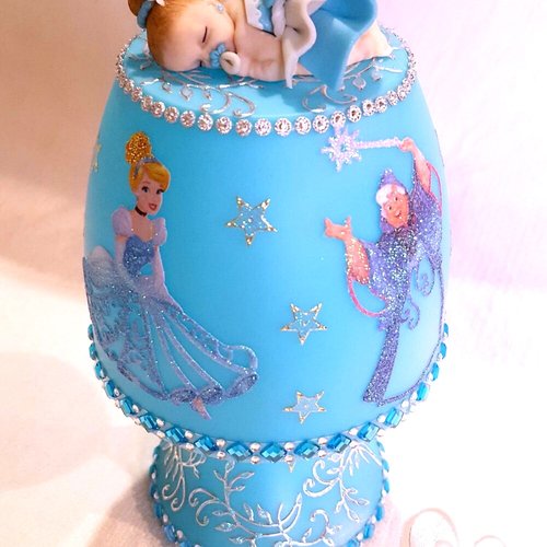 Veilleuse lampe de chevet bébé fille princesse bleu et blanc brillant  - au cœur des arts.