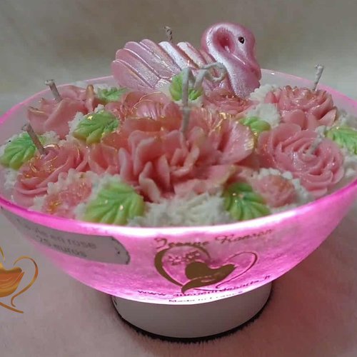 Bougie coupe "la vie en rose".