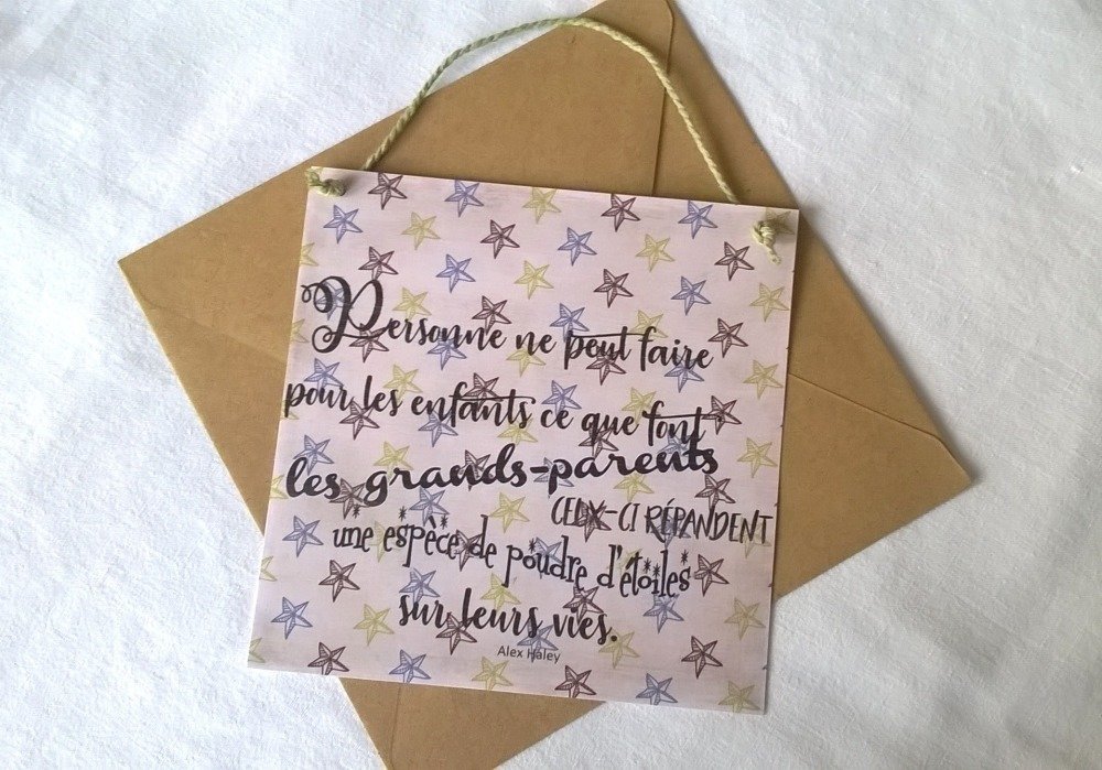 Carte Fete Des Grands Meres Carte A Suspendre Citation Grands Parents Fond Etoiles Enveloppe Au Choix Un Grand Marche