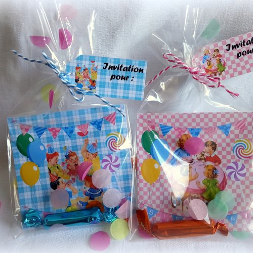 Kit Sachets De Bonbons Anniversaire Enfant Ecole Ou A La Maison 10 Sachets 10 Etiquettes Personnalisees Ficelle Coloree Un Grand Marche