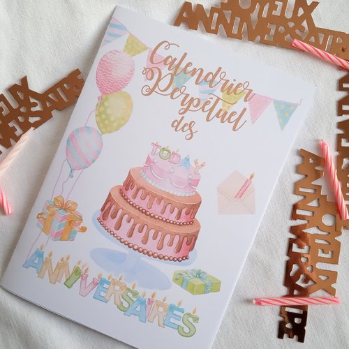 Calendrier Perpetuel Des Anniversaires Couverture Pastel Motifs Anniversaire Un Grand Marche