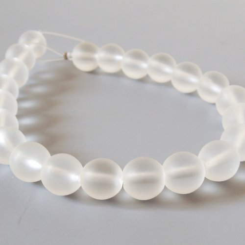 21 perles rondes sea glass, cristal, verre recyclé, 10 mm