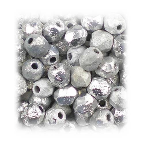 Perles à facettes vintage en verre de bohème labrador, 4 mm, 50 pcs 