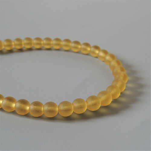 34 perles rondes sea glass, desert gold, 6 mm 