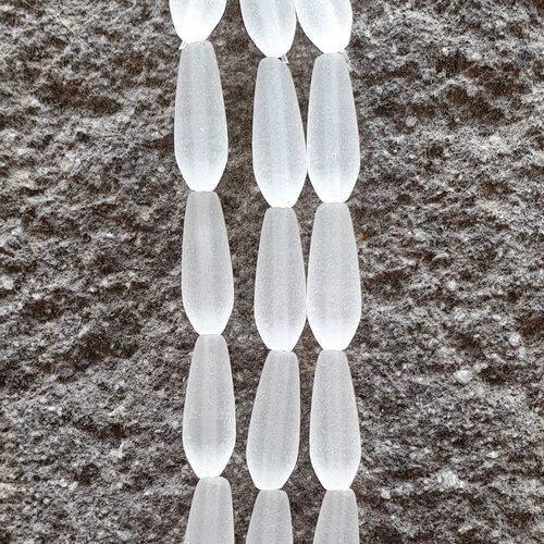 6 poires sea glass cristal 18x6 mm