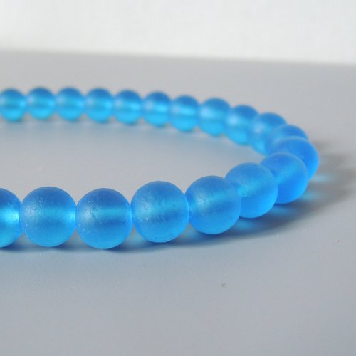 26 perles rondes sea glass pacific blue 8 mm 