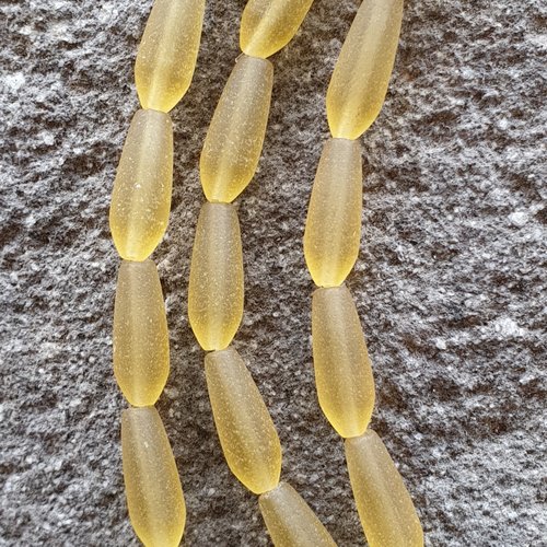 6 poires sea glass desert gold 18x6 mm