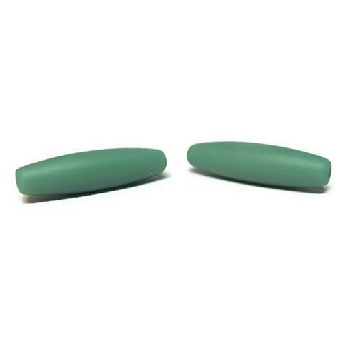 Perles tubes ovales sea glass,verre recyclé, opaque turquoise vert, 30x8  mm