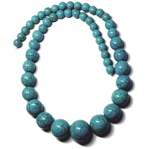 49 perles graduées howlite, turquoise bleu, 8mm à 20 mm