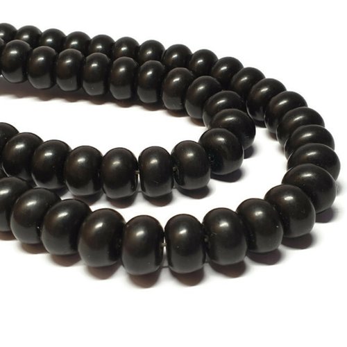 10 perles rondelles, howlite noir, 8x12 mm