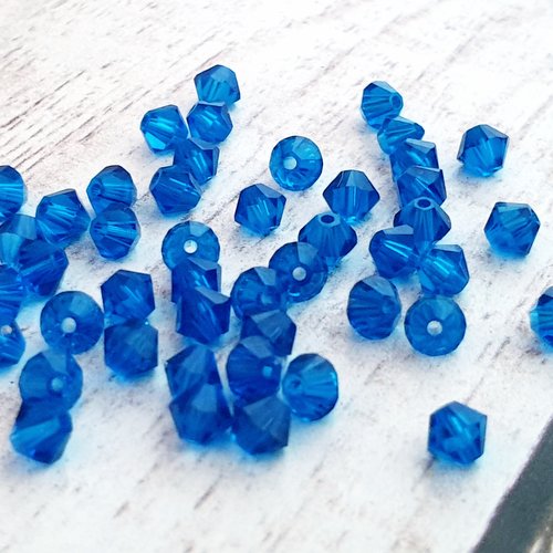 Perles toupies, cristal, capri blue, 4mm