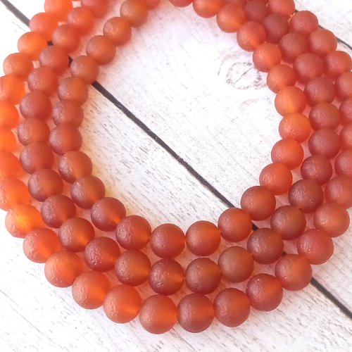 10 perles rondes, agate rouge antique, 10 mm