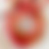 10 perles rondes calcaire brut, corail pomme, rouge, 9-10 mm