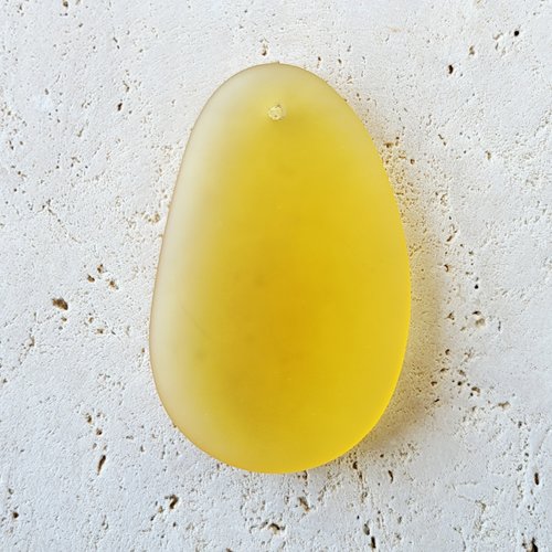 1 pendentifs forme libre, verre recyclé, jaune, 52x32 mm