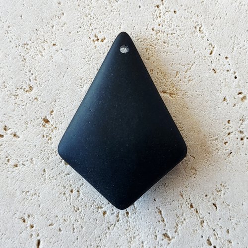 1 pendentif diamant, verre recyclé, noir, 37x27 mm,