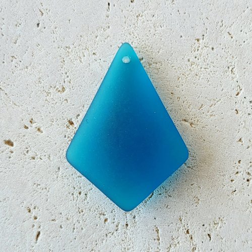 Pendentifs diamant, verre recyclé, teal, 37x27 mm