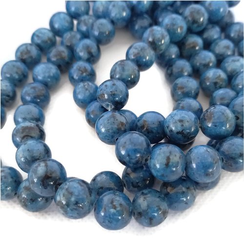 10 perles rondes, jade, bleu kiwi, 10 mm
