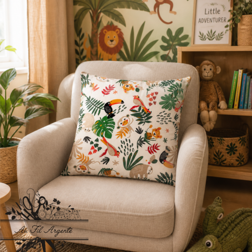 Taie d'oreiller jungle blanche