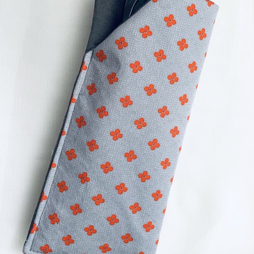 Etui à lunettes gris et orange