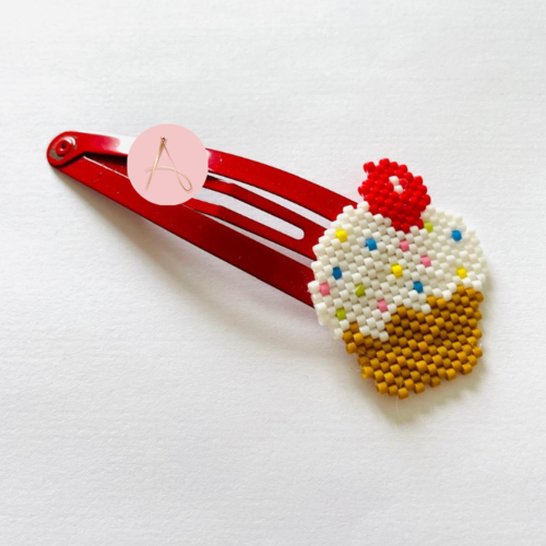 Barrette rouge "cupcake"