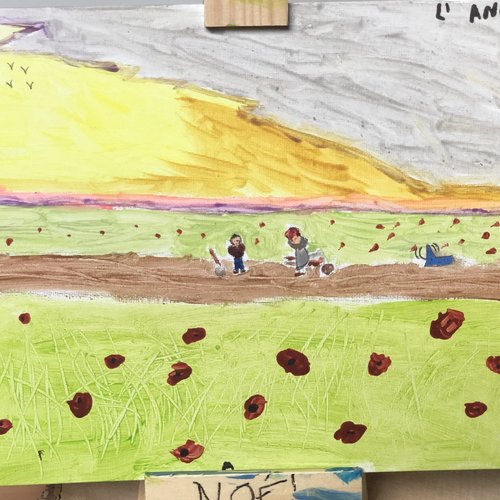 Tableau acrylique, style "l'angélus"