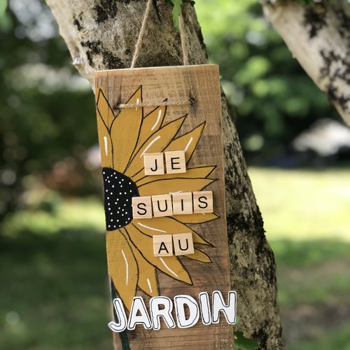 Tableau en bois « je suis au jardin »