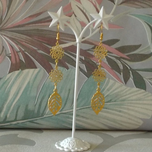 Boucles d'oreilles"fleurs feuilles"