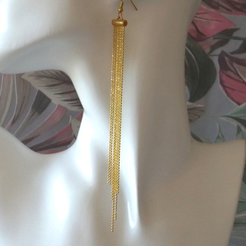 Boucles d'oreilles en chaînes métal doré