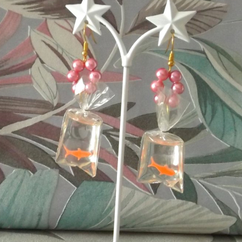 Boucles d'oreilles avec pendentif "aquarium"
