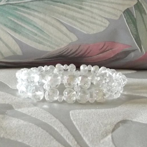 Bracelet en perles en verre cristal à facettes