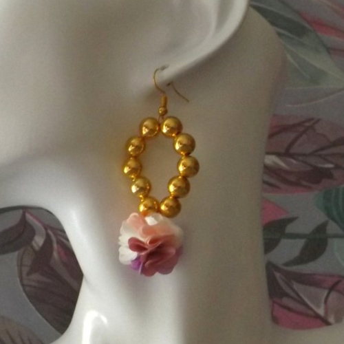 Boucles d'oreilles en perles et pompons