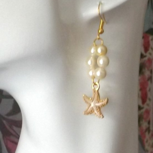Boucles d'oreilles "perles et étoiles de mer"