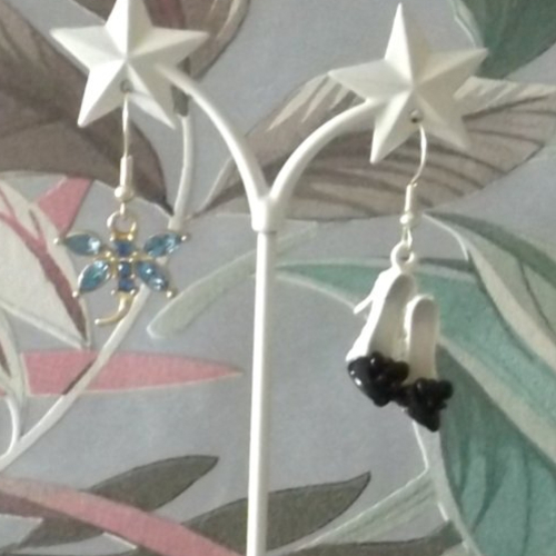 Boucles d'oreilles "chaussures et libellule"