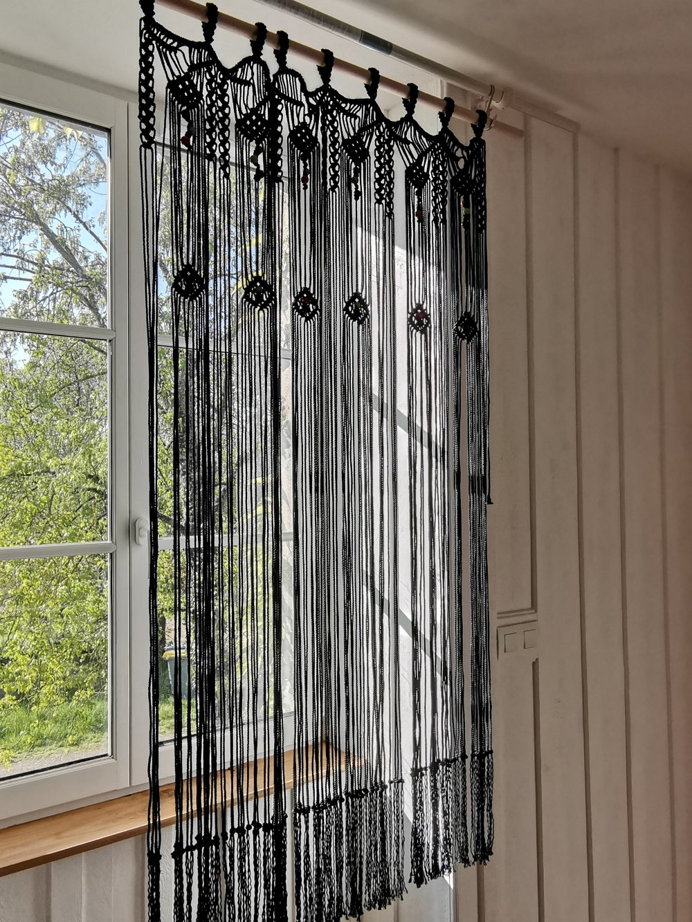Rideau 90x200, cantonnière de fenêtre en macramé, rideau de fils