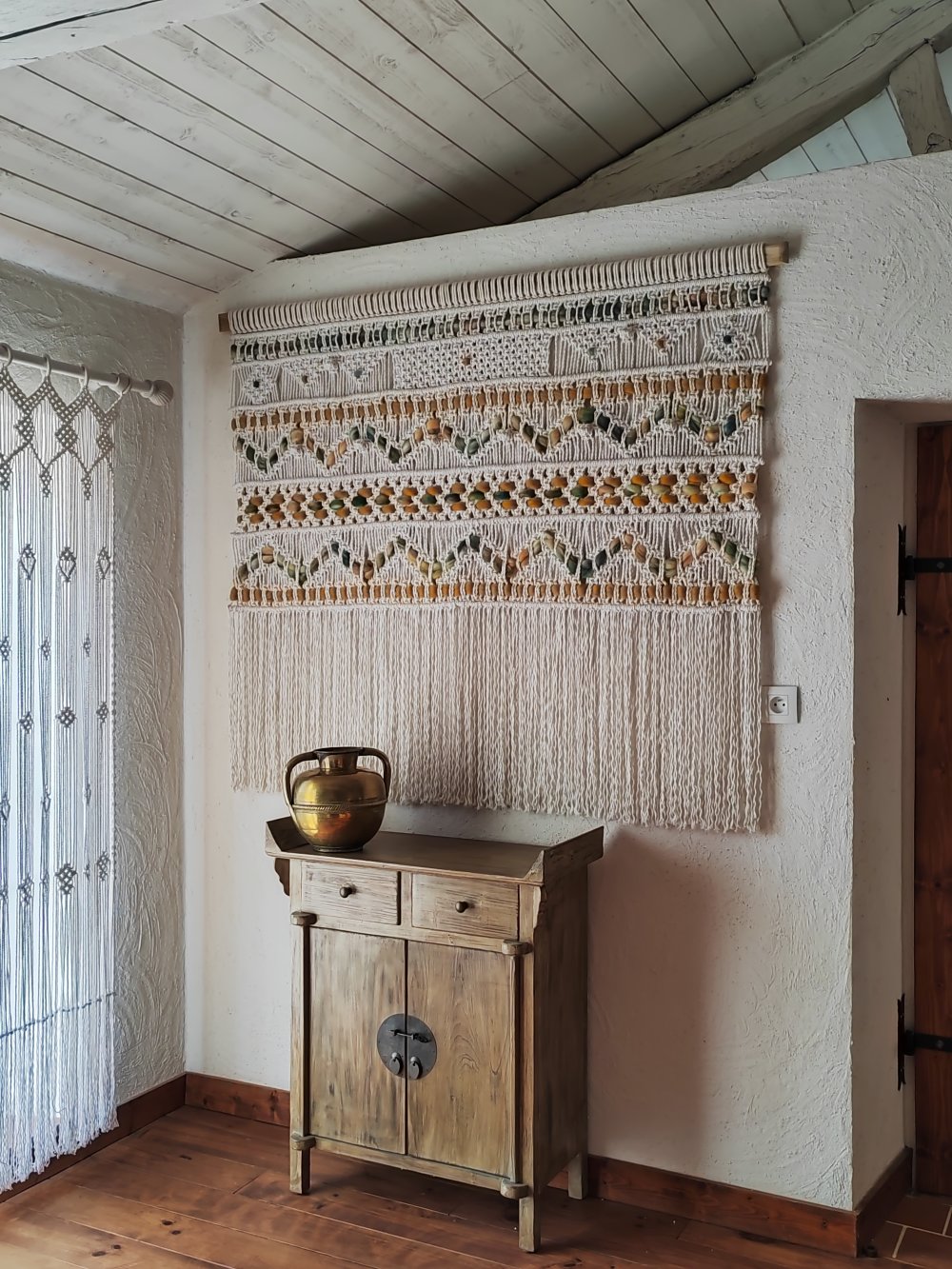 Guirlande murale en macramé à suspendre en coton tissé avec franges -  Décoration