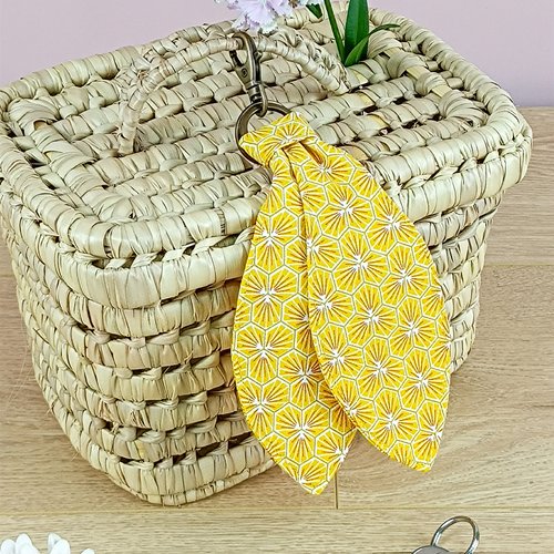 Porte-clé / bijou de sac en tissu "riad" jaune