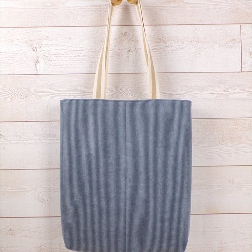 Tote-bag en velours côtelé sauge